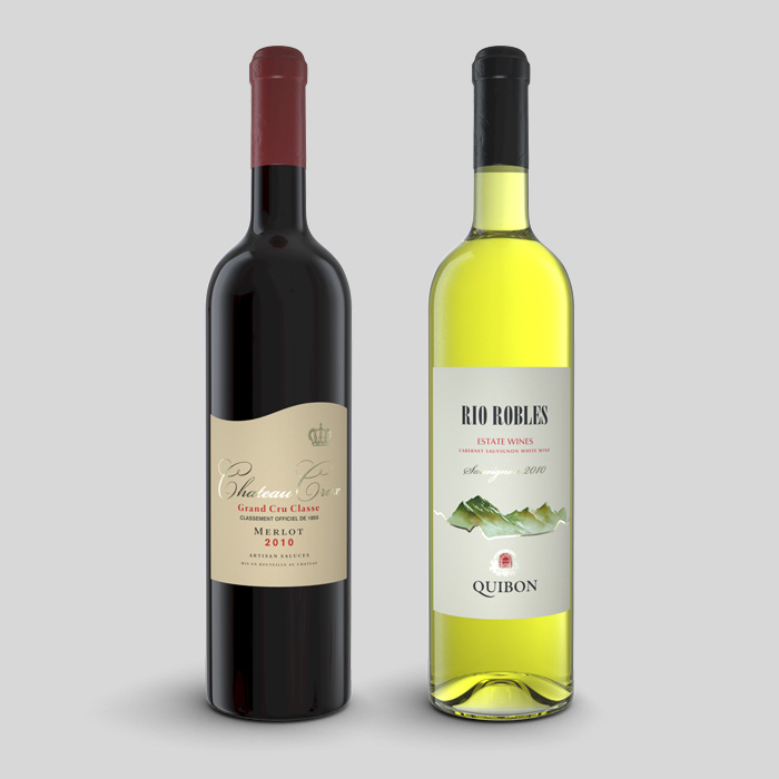 3d-visualisierung-Zwei-Weinflaschen